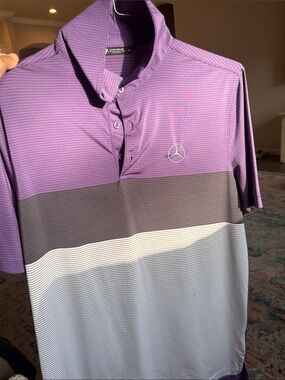 Men's Purple Striped Polo Shirt
